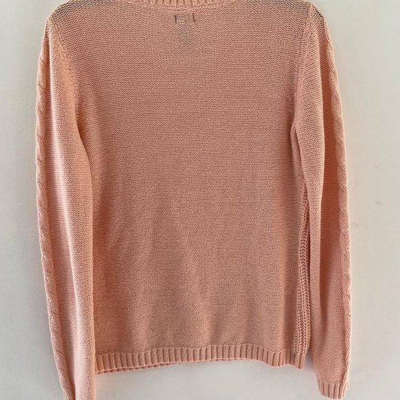 Izod Cable Knit Sweater  size Medium  V Neck soft pink - Picture 4 of 4
